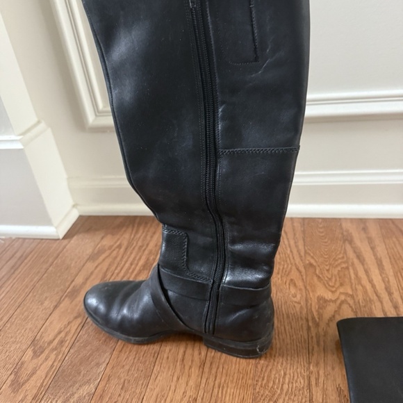 NINE WEST BLOGGER BLACK PREMIUM LEATHER SIDE ZIP TALL RIDING BOOTS 6M - Picture 5 of 11